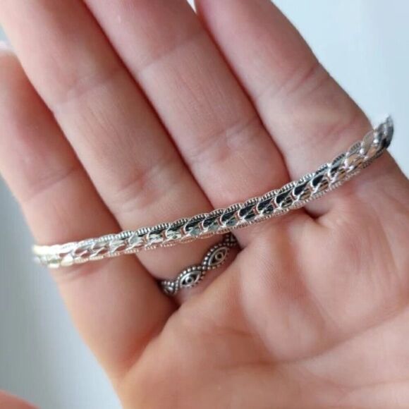 Sterling Silver Snake Chain Bracelet 7 inches long - Picture 8 of 11